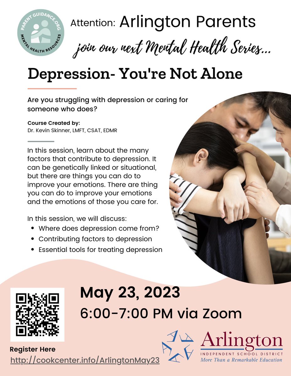 Attention Arlington ISD families.  The following information session is available to parents May 23, 2023. Click this link to register
cookcenter.info/ArlingtonMay23