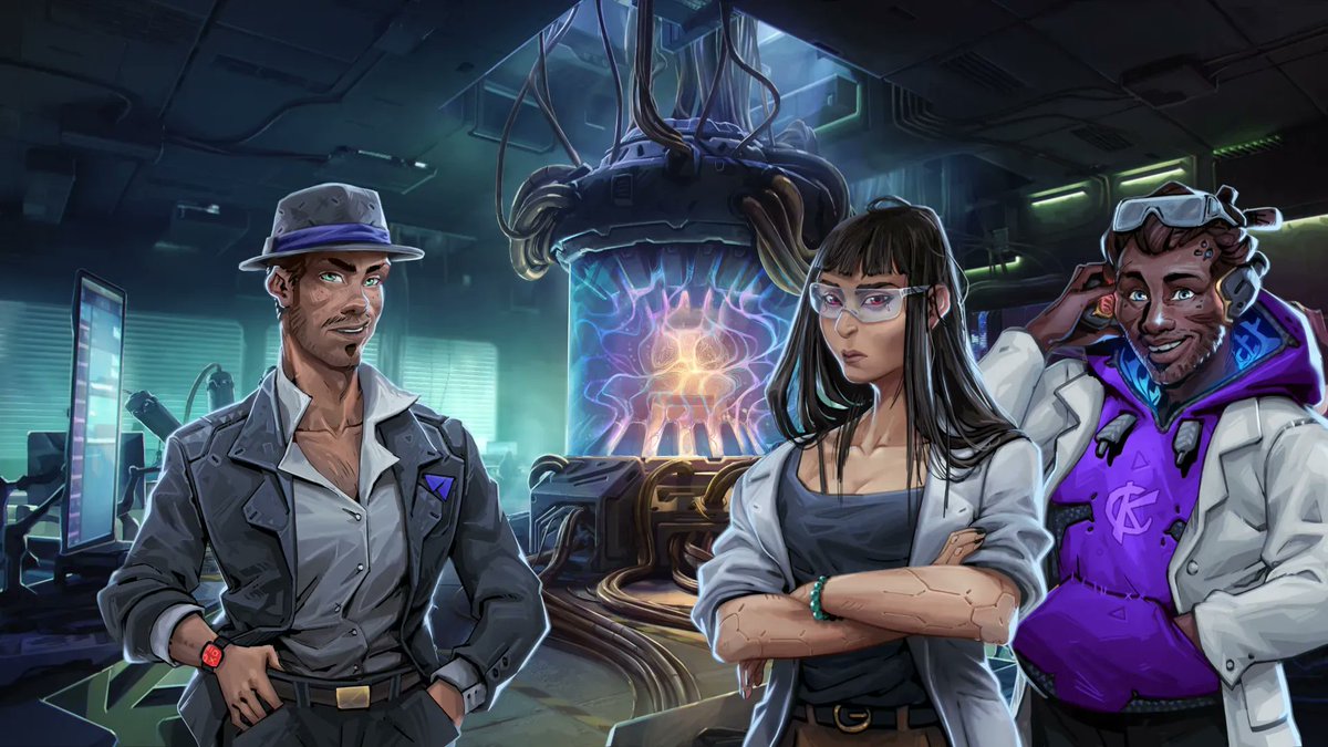 Dream_Harvest's tweet image. Devon Khorto is a cutthroat businessman who craves control, while Andram Estoval is a driven idealist fighting to save her daughter. Can they work together with Kyros, the playful and impulsive architect, to create the ultimate #AI? #NeuroNetMendaxProxy #VisualNovel #IndieGame
