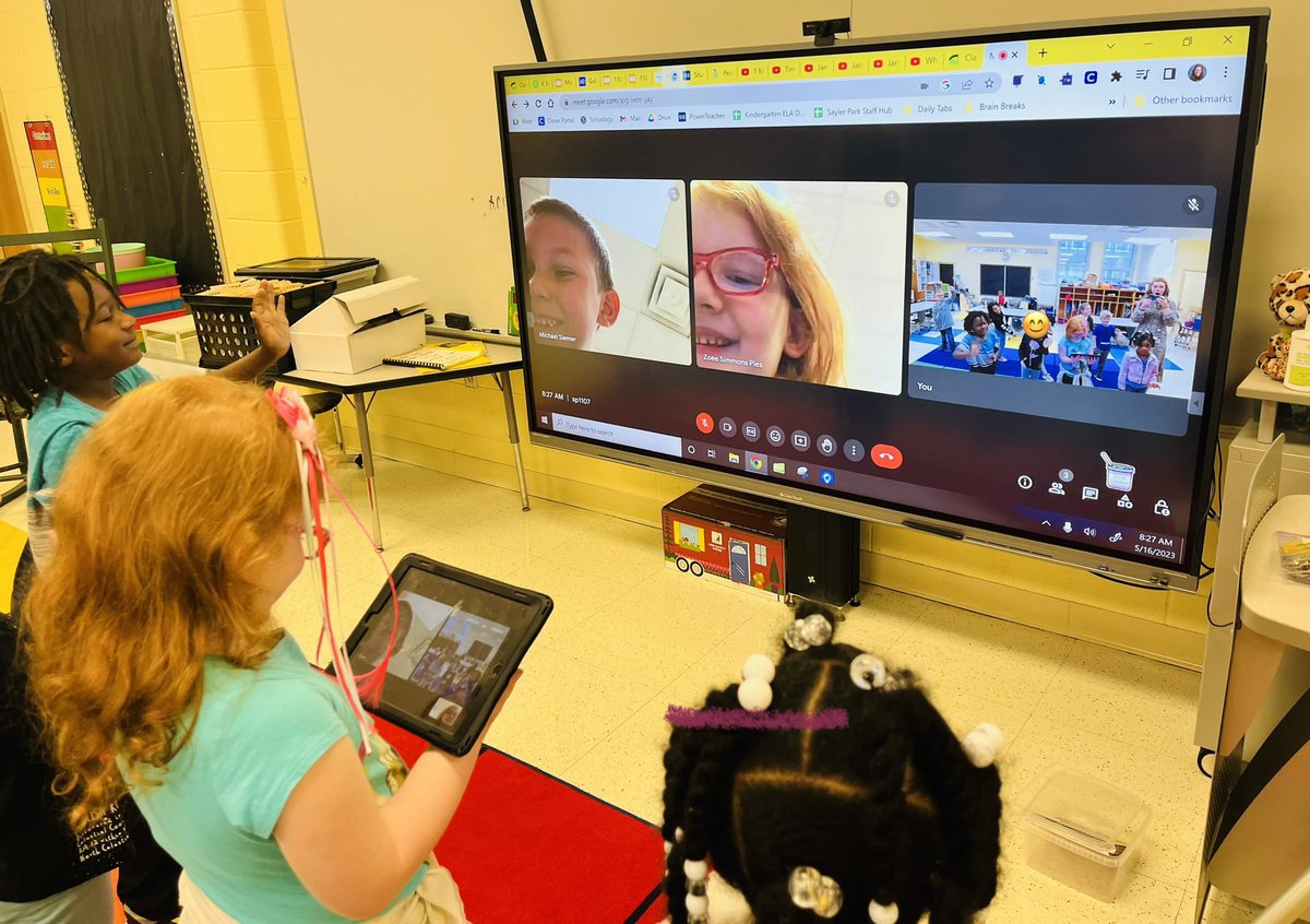 While exploring how Sayler Park School has changed over time as part of our #PBL project, we discovered that in 2020 students went to school on Google Meet and wore masks! We had an impromptu Google Meet to learn about this period in the history of <a href="/saylerparkjags/">Sayler Park School</a>. 💛🖤🐆 <a href="/IamCPS/">I Am CPS</a>