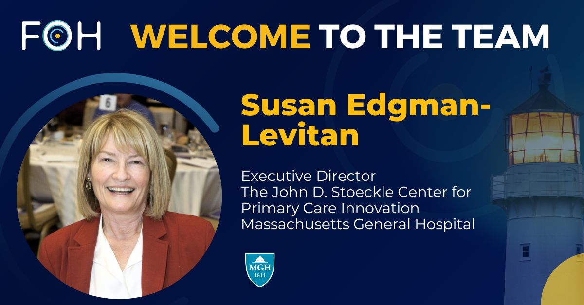 We are honored to welcome <a href="/SusanEdgman/">Susan Edgman-Levitan</a>, Executive Director of the John D. Stoeckle Center for Primary Care Innovation at Massachusetts General Hospital, to the FOH community.
<a href="/MassGeneralNews/">MassGeneral News</a> #healthcare