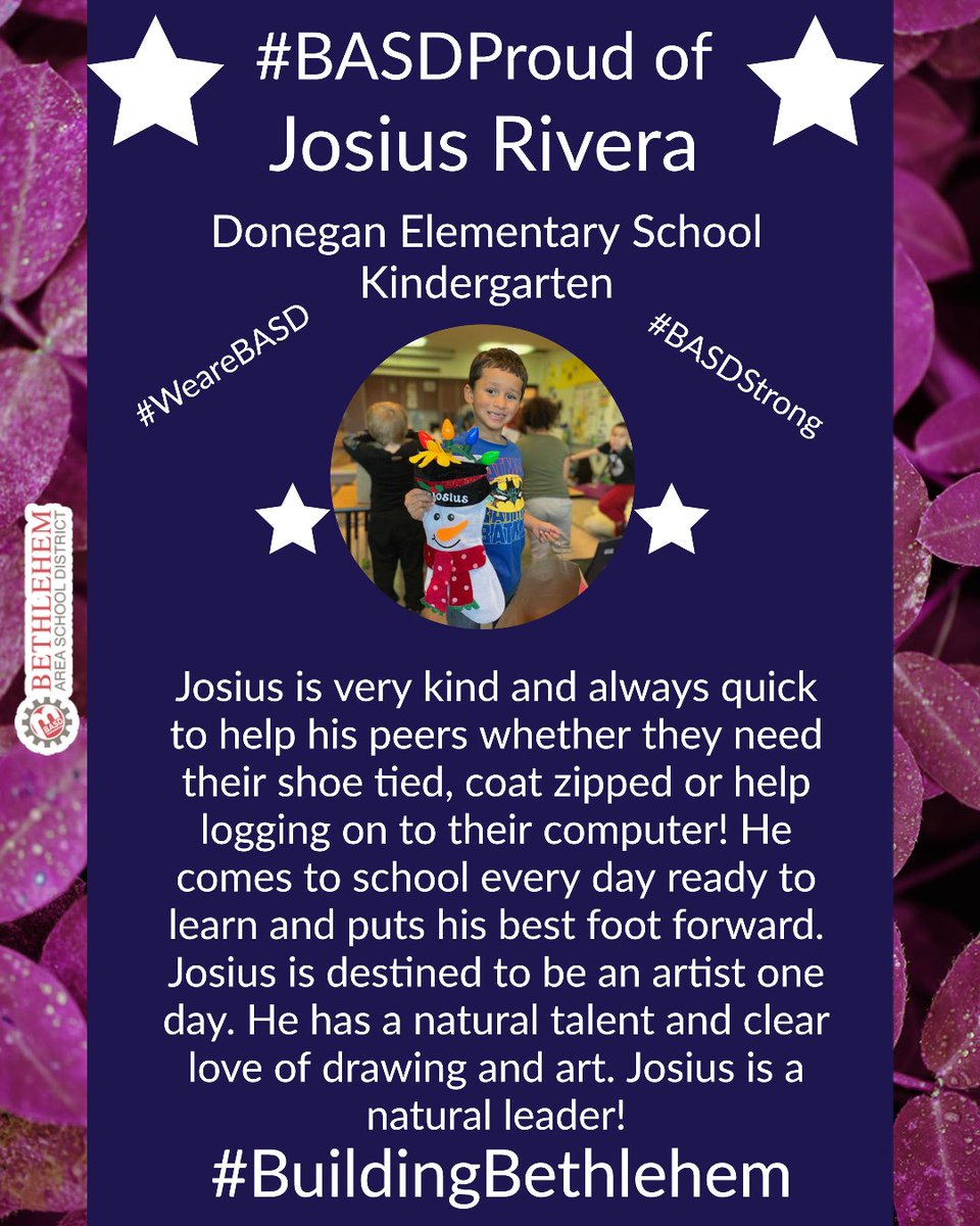 BASD (@bethlehemareasd) on Twitter photo Our Highlighted Student of the Week is Josius Rivera of Donegan Elementary School!!
Read more in this week's BASD Enews: express.adobe.com/page/NJuU3Ta9vโฆ #basdproud <a href="/DoneganBASD/">Donegan Elementary</a> Our Highlighted Student of the Week is Josius Rivera of Donegan Elementary School!!
Read more in this week's BASD Enews: express.adobe.com/page/NJuU3Ta9vโฆ #basdproud <a href="/DoneganBASD/">Donegan Elementary</a>