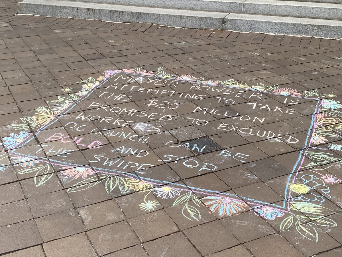 maustermuhle's tweet image. Immigrant workers are outside the Wilson Building this morning asking the D.C. Council to restore the $20 million in financial assistance for excluded workers that @MayorBowser took back in her revised 2023 budget proposal.