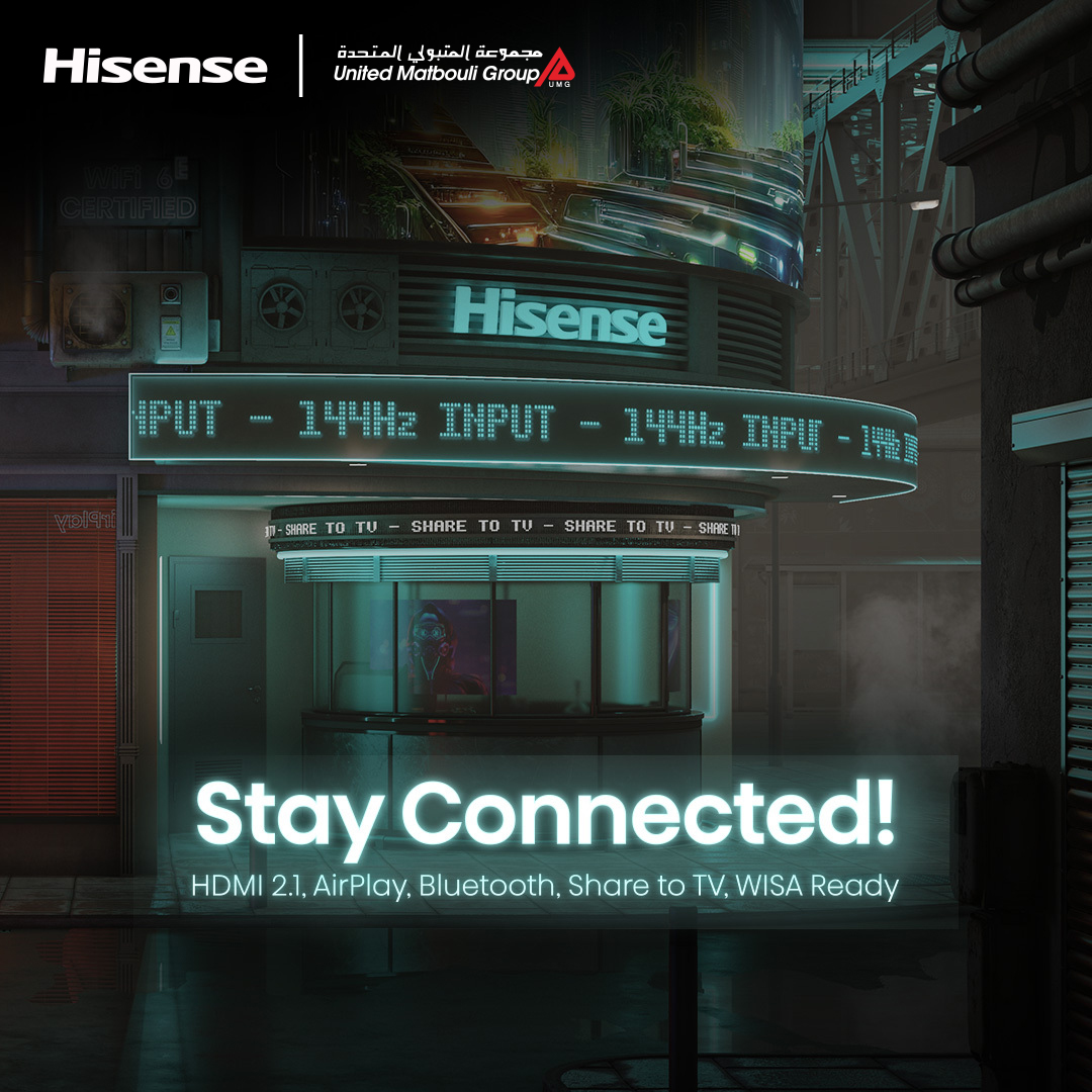 لا مزيد من الفوضى وتشابك الأسلاك، عزز مستوى الترفيه في منزلك مع تلفزيون هايسنس ULED! 💡

استمتع بأحدث اتصال لاسلكي لجميع أجهزتك. 📲

#هايسنس #هايسنس_الشرق_الأوسط #تلفزيون_هايسنس #اتصال_ذكي

umg.sa/shop-by-brand/…