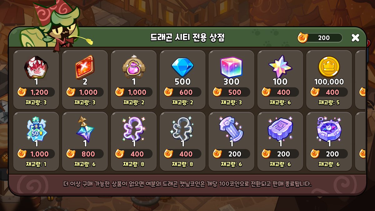 専用ショップのラインナップ • スペシャルエピソードである目覚めし赤い竜の伝説のステージやクエストをクリアすると専用通貨「ドラゴンキャットニップコイン」と呼ばれるものが得られ、専用ショップでアイテムとの交換で使用します。  (2/9) - #クッキーランキングダム