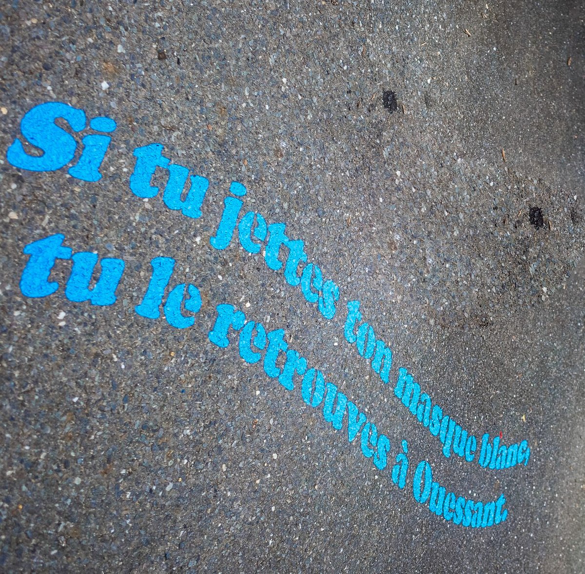 Des slogans antipollution ! 

Des messages fleurissent sur les trottoirs de #Brest. Hippocampe salue cette initiative imaginée par des élèves de l'école de Sanquer pour sensibiliser à la #pollution et ses conséquences

Protégeons la biodiversité, partageons nos bonnes pratiques👇