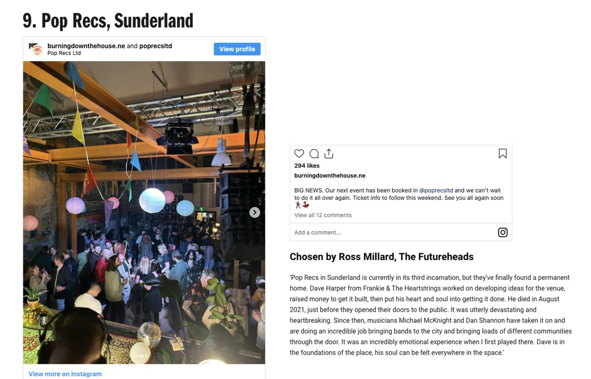 Paul Callaghan (@pmcallaghan) on Twitter photo Congratulations to <a href="/poprecsltd/">Pop Recs CIC</a> who are in at No 9 in @TimeOut's list of 17 Best UK Music Venues. Here's the full list: bit.ly/3IfbBqY
Well done to Ross Millard <a href="/rgtmillard/">Ross Millard</a> for the nomination.
Dave would have been so proud - although he might not have said it! Congratulations to <a href="/poprecsltd/">Pop Recs CIC</a> who are in at No 9 in @TimeOut's list of 17 Best UK Music Venues. Here's the full list: bit.ly/3IfbBqY
Well done to Ross Millard <a href="/rgtmillard/">Ross Millard</a> for the nomination.
Dave would have been so proud - although he might not have said it!