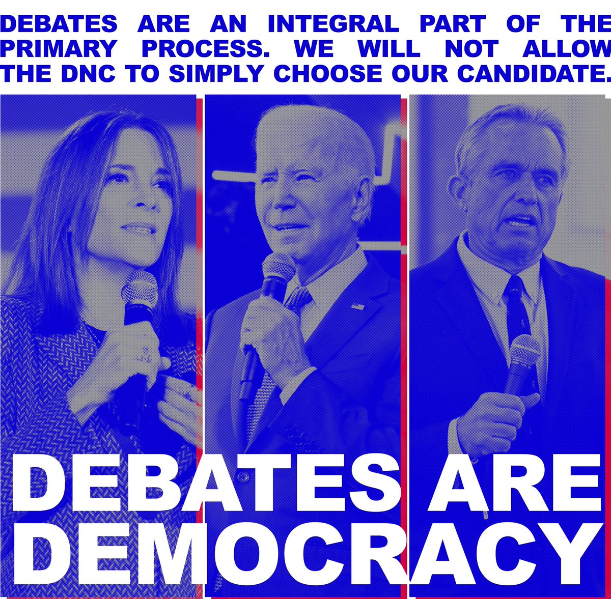 <a href="/TulsiGabbard/">Tulsi Gabbard 🌺</a> <a href="/RobertKennedyJr/">Robert F. Kennedy Jr</a> Tulsi Gabbard served as the vice-chair of the DNC. She stepped down in protest when <a href="/HillaryClinton/">Hillary Clinton</a> rigged the primaries against <a href="/BernieSanders/">Bernie Sanders</a>. Now <a href="/JoeBiden/">Joe Biden</a> is going one step further with <a href="/RobertKennedyJr/">Robert F. Kennedy Jr</a>. Biden has canceled the primary debates. MAKE JOE DEBATE.
#Kennedy24