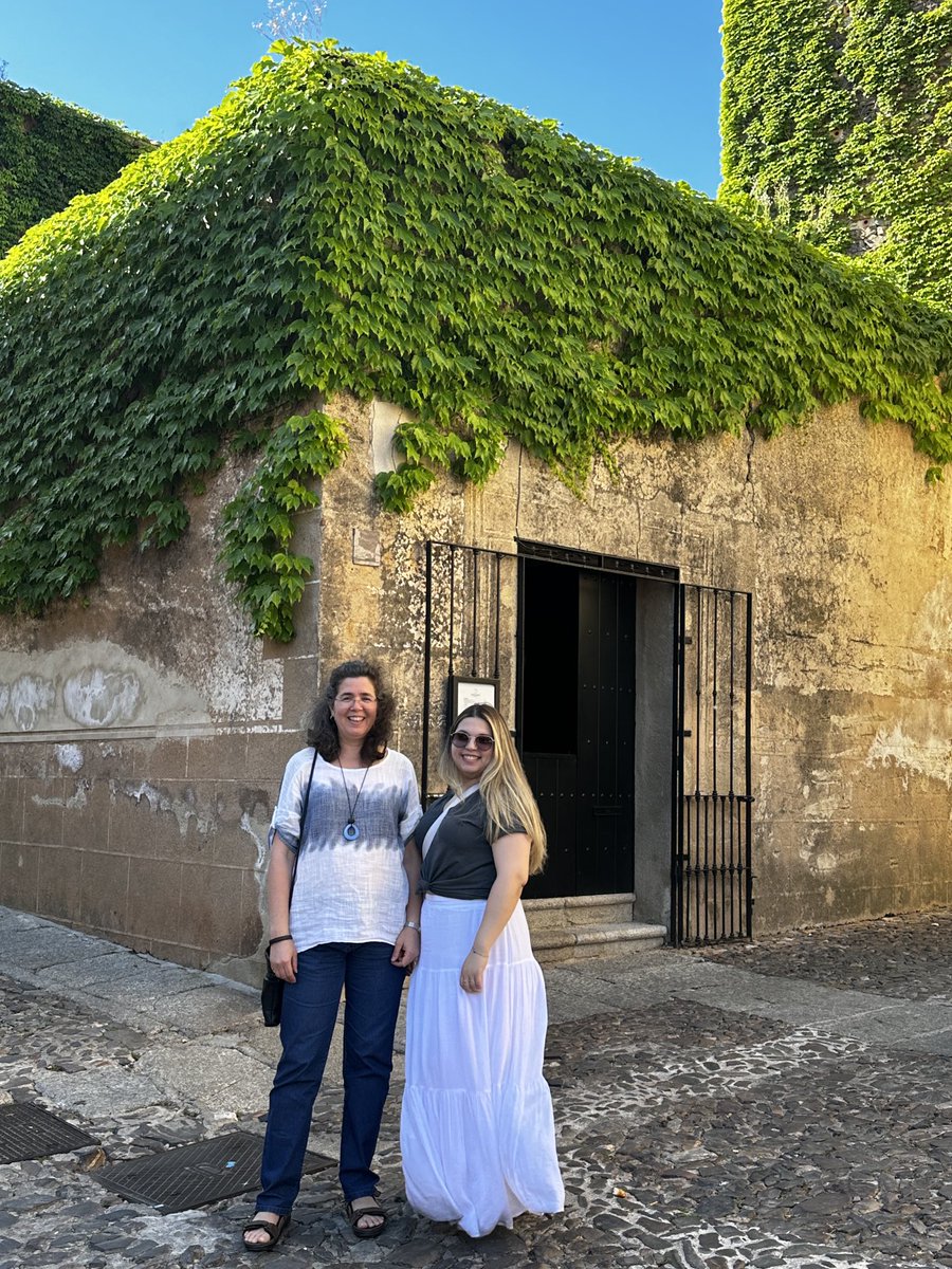 Visiting Cáceres (during the WOMAD Festival) with my student Clara. We are working at UNEX (Badajoz) since the start of May.