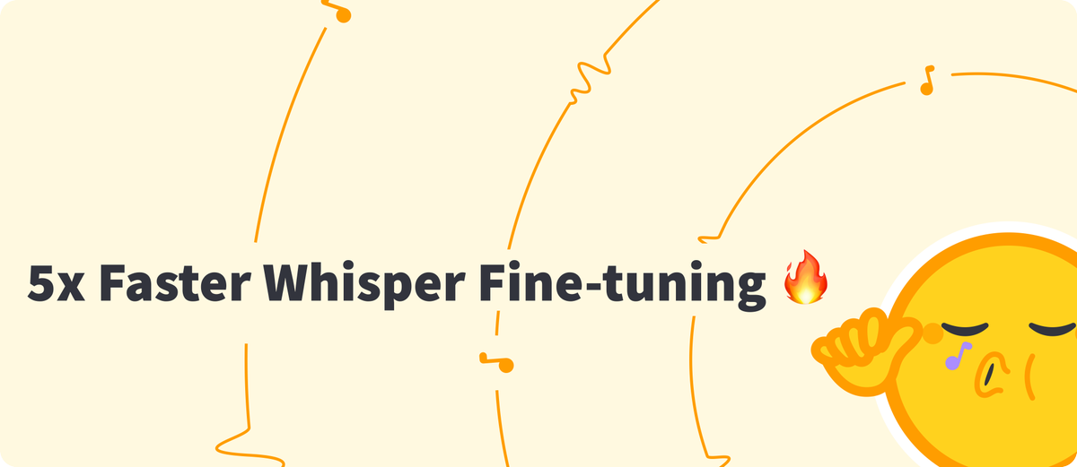 reach_vb's tweet photo. After 70x faster Whisper, we present to you - 5x faster Whisper fine-tuning! ⚡️

Powered by LoRA and 🤗 PEFT - Squeeze in 5x larger batch sizes, fit Whisper-large checkpoint < 8GB VRAM! 🔥

Best part? With almost no degradation in WER! 🤯

Check it out: https://t.co/9DvxF995Yr https://t.co/aWzv0jvaHn