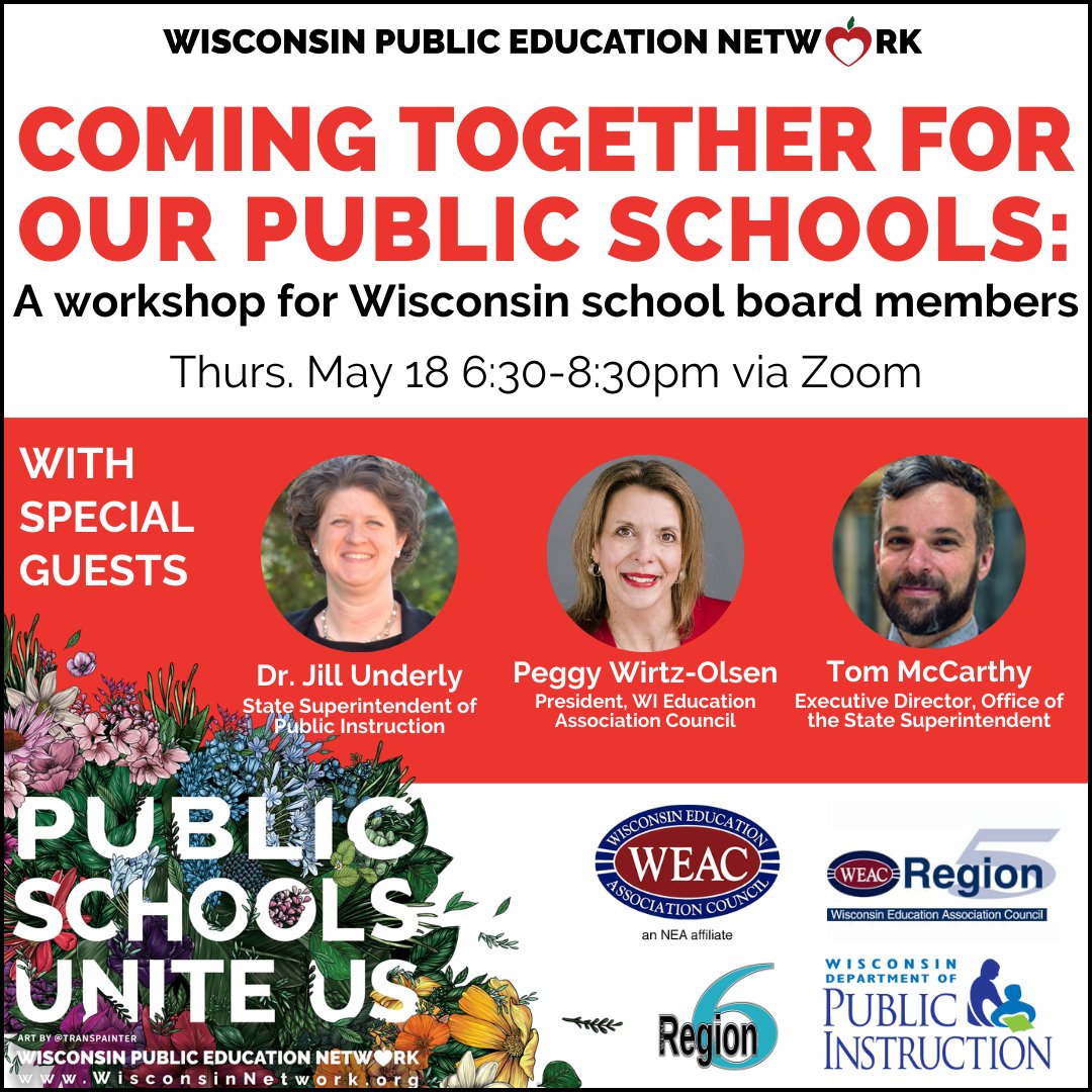 SCHOOL BOARD MEMBERS! Newly elected? Newly re-elected? Join us this Thursday from 6:30-8:30 for a free, virtual workshop on maximizing your role as a board member to build coalitions and advocate powerfully for your public schools! Register here: secure.everyaction.com/eEjcjp2AeUG3Pm…