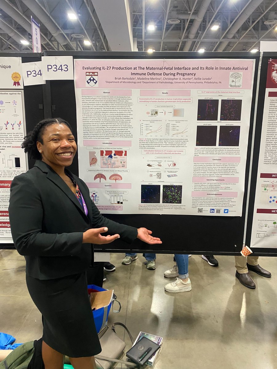 BriahBarksdale's tweet photo. Last week was busy with the PREP Regional Symposium and then my first American Association of Immunologists conference shortly after.

I enjoyed learning about different research projects across the country and sharing my own!
#PennPREP #AAI2023 #placenta #futureMDPhD https://t.co/j2OJuUumF4