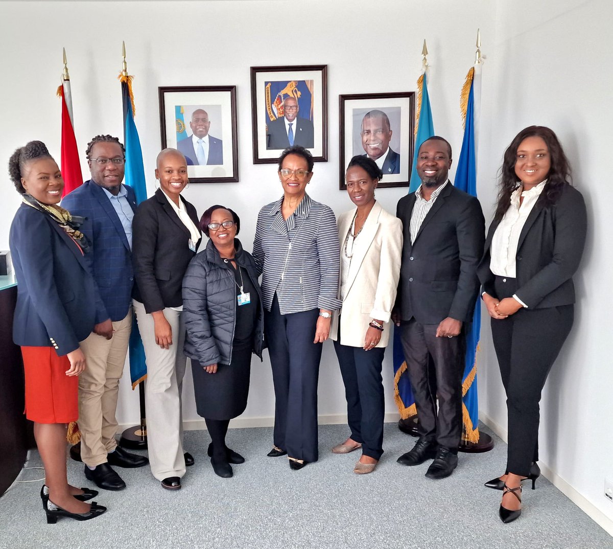 The visiting delegation of The #Bahamas 🇧🇸to the #BRSCOPs2023 visited the Permanent Mission for a fruitful exchange w/ the Ambassador & officers on matters incl. #climatechange + local efforts to soundly manage #chemicals & #waste 
#GlobalAgreements for a #HealthyPlanet