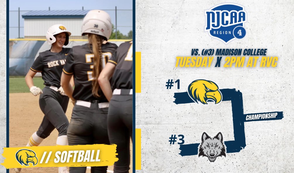 RVC_Softball's tweet photo. Happy #GameDay & it’s CHAMPIONSHIP TUESDAY!🥎🦅 We will face (#3) Madison College starting at 2:00PM! If necessary game at 4:00PM.
#BestForVest #RVCSoftball
💻: https://t.co/RqsgBHlTDZ
⏰: 2:00PM
📍: RVC Softball Field
🎟️: Free Admission
👕: Wear GOLD🏆 https://t.co/adaPLdOZ9G