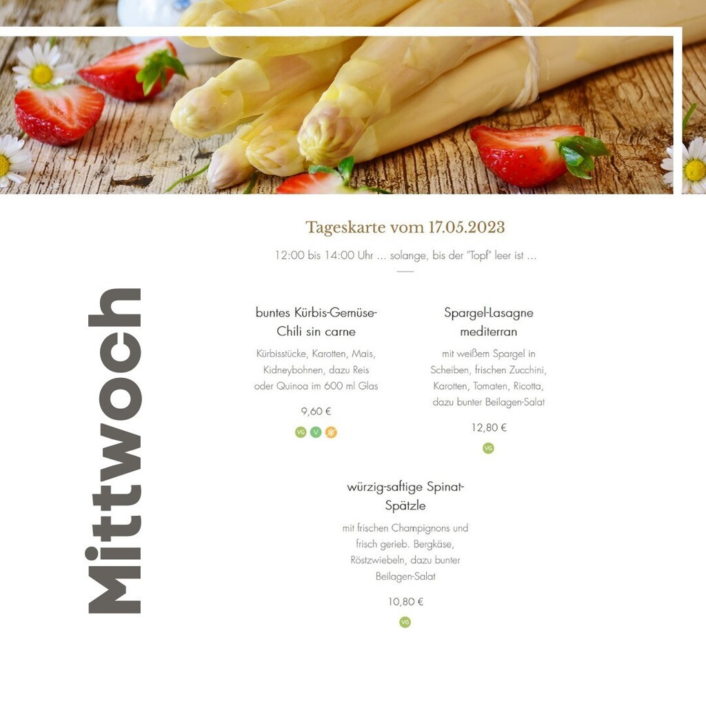 Steht Ihr vor dem langen Wochenende oder nur vor einem freien Tag?... Egal, vorher braucht es noch ein ordentliches Mittagessen - wir freuen uns auf Euch ... 😉 ...

#ingolstadt
#vegan
#plantbased
#healthyfood
#food
#veganfood
#vegetarisch
#foodie
#mi… instagr.am/p/CsTiV68tKzl/