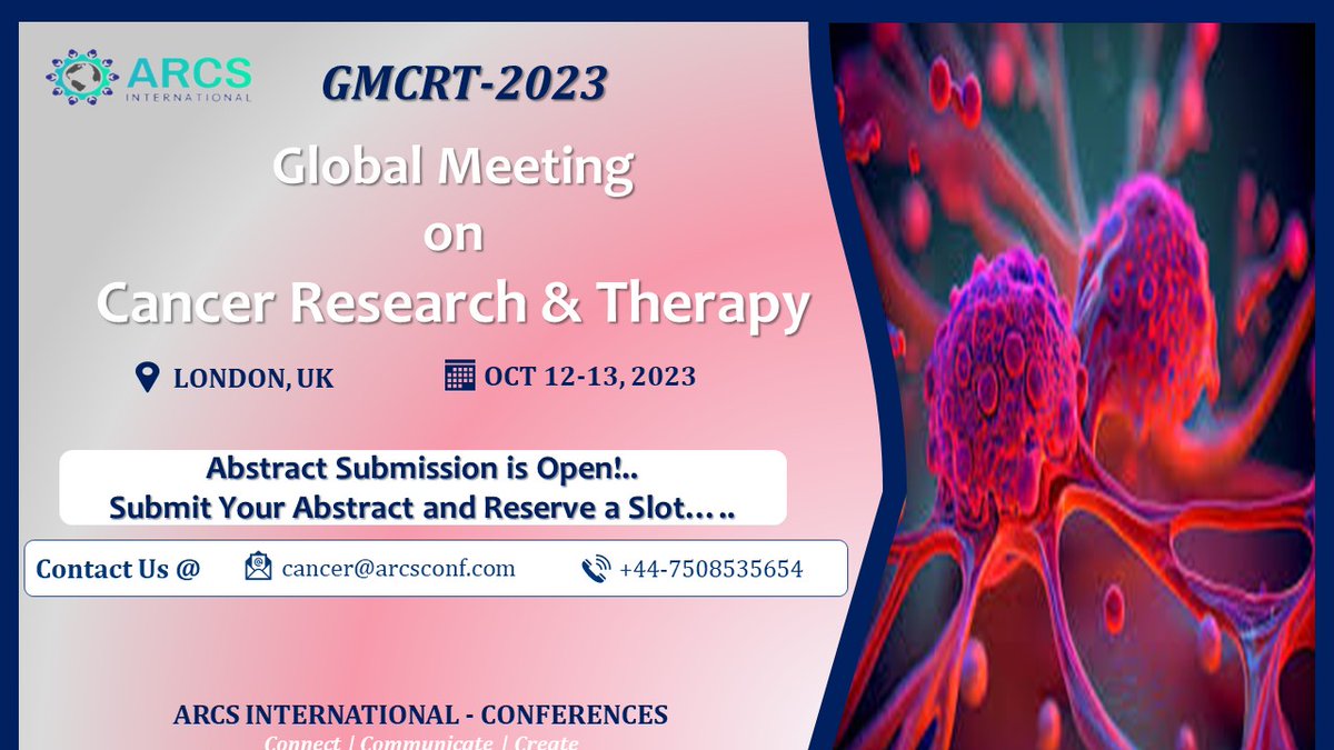 When we can expect a #cancerfree world? What are the new insights in #CancerResearch?
#CallForSubmissions #callforabstract #callforpapers
on #oncology #oncologyresearch #breastcancer #oralcancer #pediatriccancer #prostatecancer #lungcancer #chemotherapy #radiationoncology