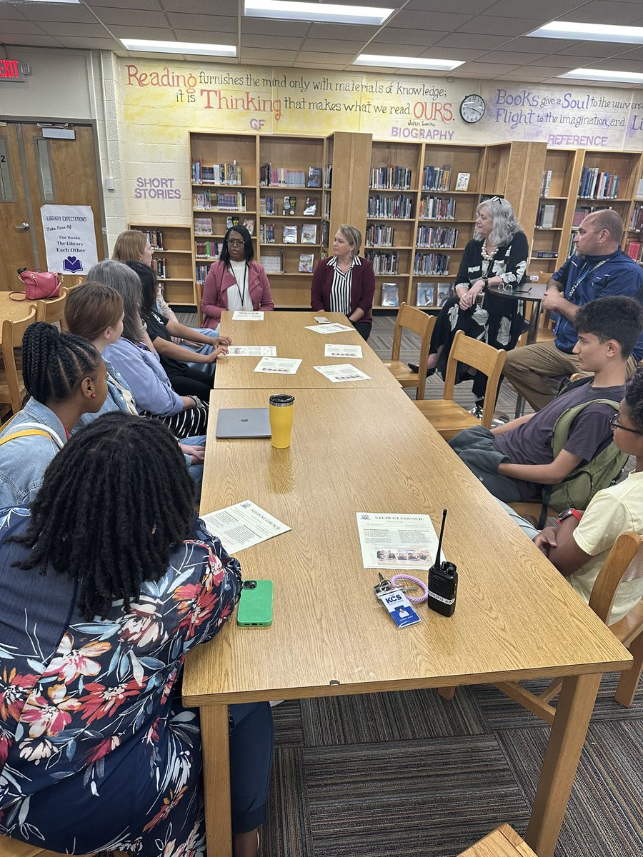 We’re having wonderful conversation w/ our Student Council, our TIS team, Dr. Danielle LeSure, Assistant Commissioner of the Division Student &amp; Family Supports, &amp; Allison Rutherford the District Regional Health &amp; Wellbeing Consultant#ChallengeConnectionsCommunity