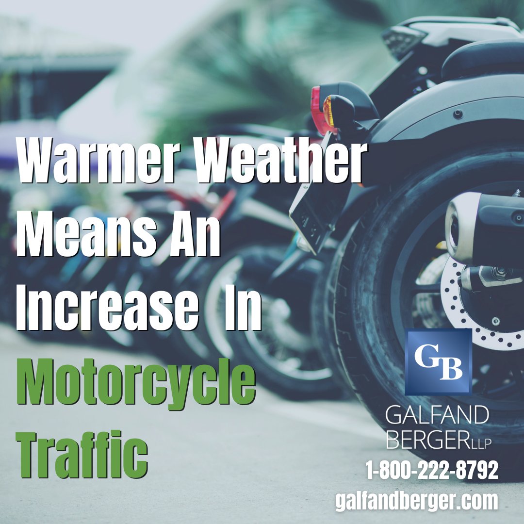 Spring is here, which means an increase in motorcyclists on the road. If you were injured in an accident while riding, our experienced legal team can advocate on your behalf. Call us at 800-222-8792 to learn more.

#GalfandBergerLLP #MotorcycleAccidentLawyers #MotorcycleAccidents