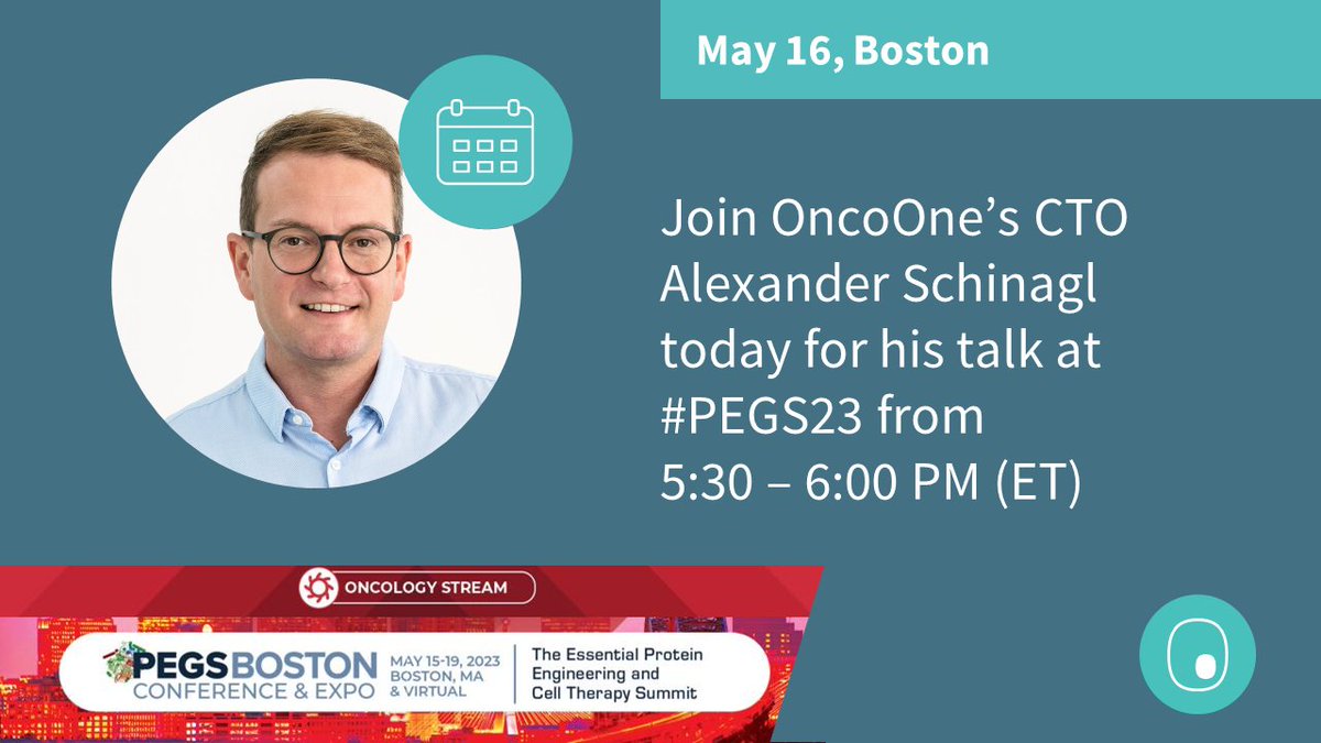 Join @OncoOne's CTO Alexander Schinagl at #PEGS23 Boston for his talk 'Pretargeted Radioimmunotherapy with an Anti-oxMIF/HSG Bispecific Antibody Demonstrates Efficacy in Murine Models of Cancer' today from 5:30 to 6:00 PM (ET) in Ballroom A. #oxMIF #PreTargit #radioimmunotherapy