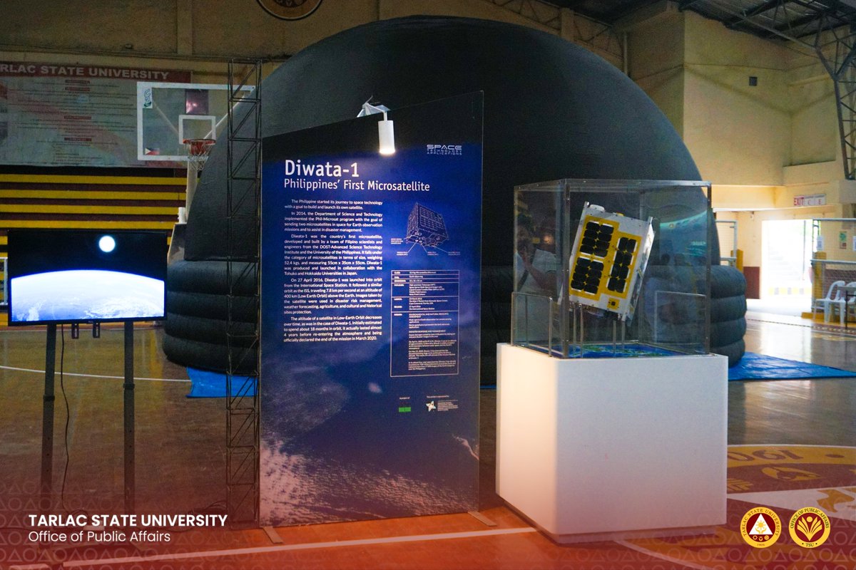 TarlacStateU's tweet photo. Philippine Space Agency formally opened its Space Technology Applications Exhibit with a mobile planetarium today (May 16) housed at the Tarlac State University Gymnasium.
The exhibit will run until May 18, 2023.
https://t.co/V0PKNbO1AS
#TSUtoday
#TSUforScienceAndTechnology https://t.co/vjk0xqTPHL