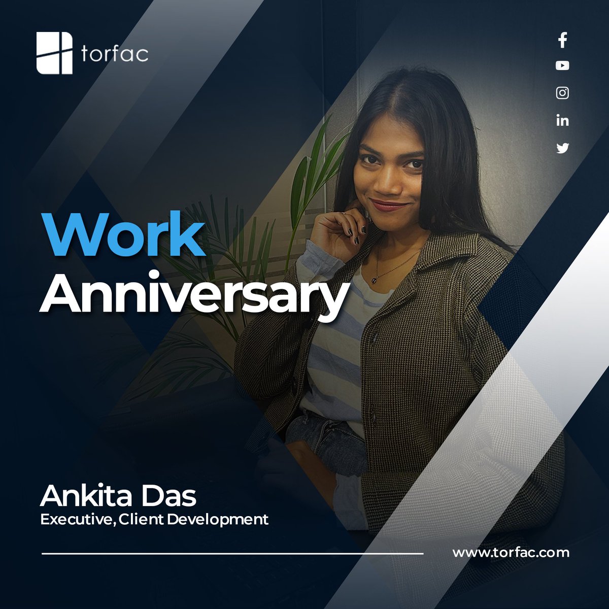 TorfacInc's tweet photo. Dear Ankita,
Congratulations on reaching your first work anniversary!
Happy Work Anniversary!
#torfac #marketresearch #workanniversary #anniversary https://t.co/pgwYtjxMDB