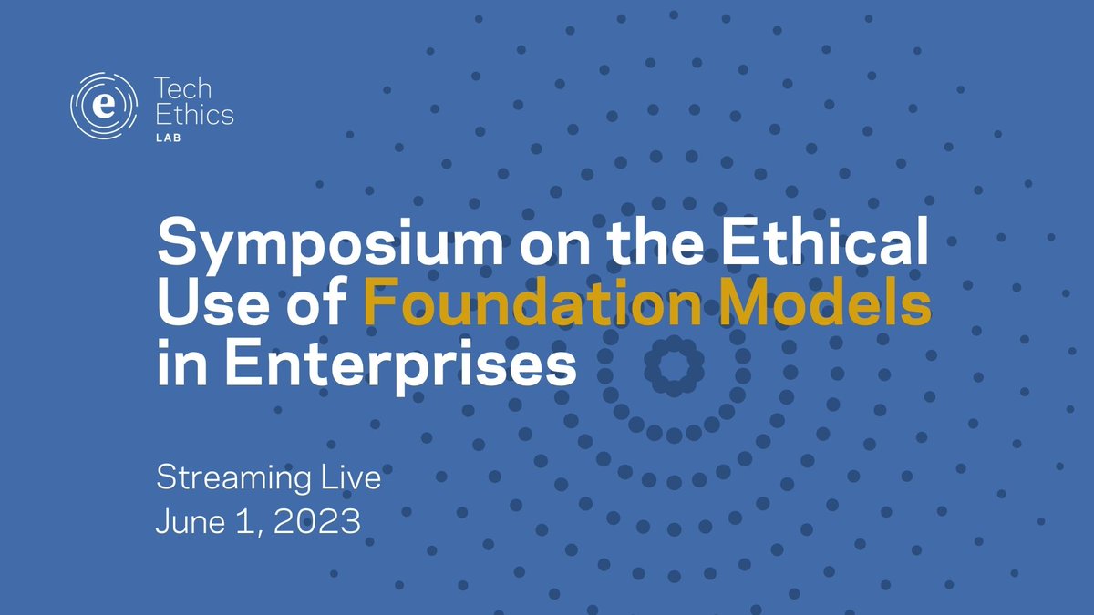 Foundation models are drawing widespread public interest driven by the increased visibility of applications like ChatGPT. We're hosting a (free) virtual symposium that will explore how to govern deployment of these technologies in enterprise contexts. techethicslab.nd.edu/events/2023/06…