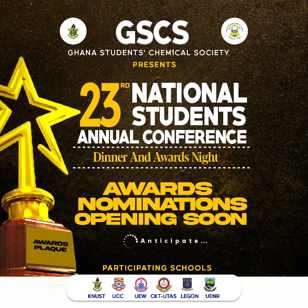 You are probably still trying to discover a reason to be part of this conference.

You are a potential winner of an award of any form.

You don't just want to miss this program for all the TZs in upper East or all the fufu in Kumasi.
#chemistry
#recreatingtheworld