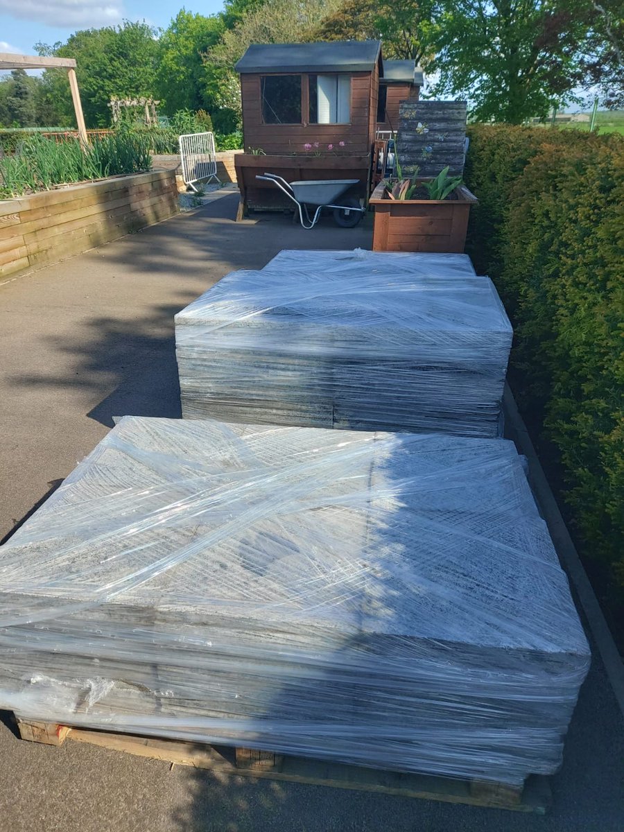 HighGround_UK's tweet photo. It's been a bumper week for deliveries at DMRC Stanford Hall! Thank you to @CEDStoneGroup for their donation of paving stones to complete the Village Green. We can't wait to show you the finished area. #outdoorsisbetter #rootstorecovery #accessibleoutdoorspace https://t.co/WFxWniw9lb