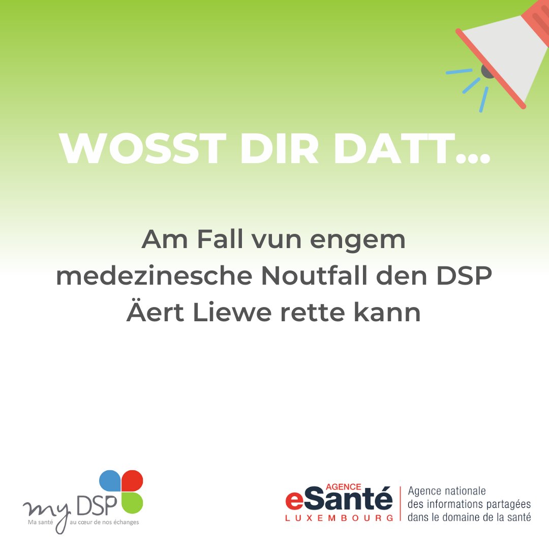 🇫🇷 Info DSP du jour
🇱🇺 DSP Info vum Dag

#santé #luxembourg #esanté #DSP #health #gesundheit #agenceesanteluxembourg