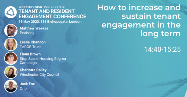 insidehousing's tweet photo. How do we increase and sustain tenant engagement long-term? 
@PeabodyLDN 
@WinchesterCity 
@TAROETrust @LeslieChannon 
@sshscampaign @ProgressHG 
@HelloOrlo 

#treconf https://t.co/JrSIKPTOMl