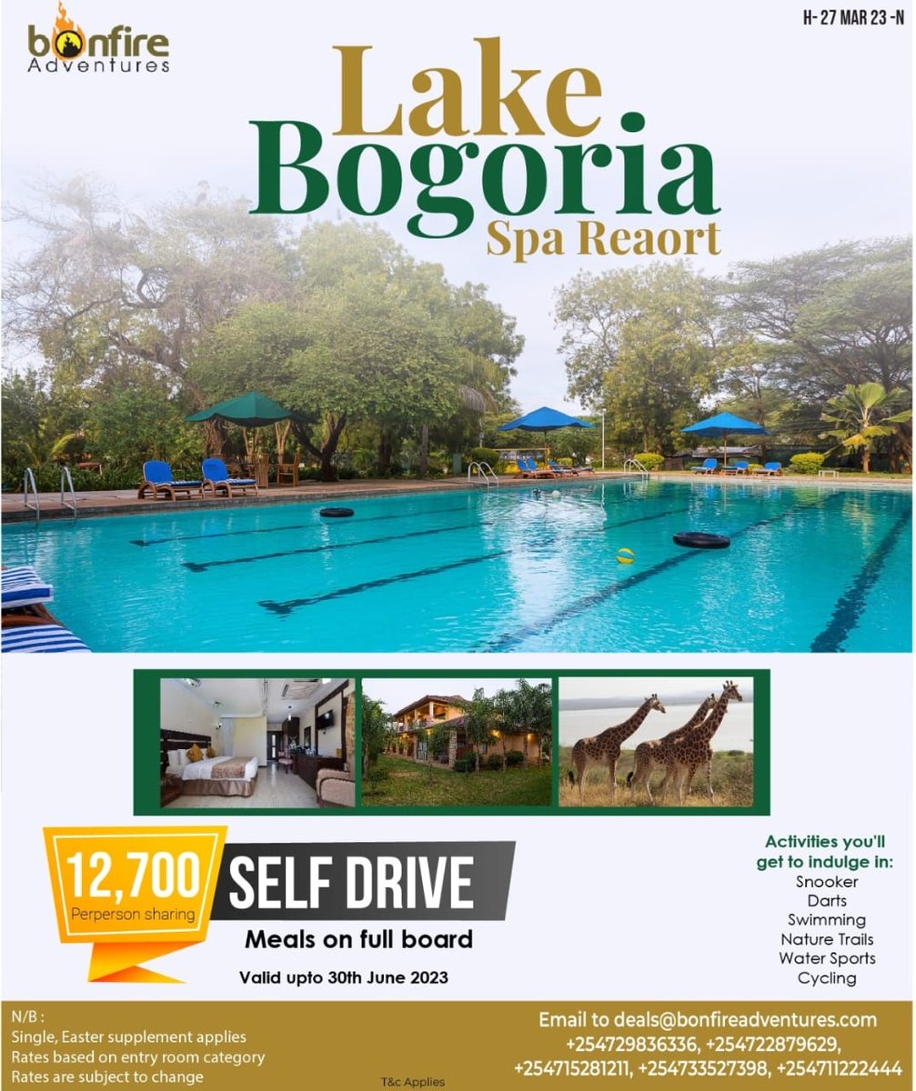 BonfireSafaris's tweet photo. B𝐞𝐚𝐮𝐭𝐢𝐟𝐮𝐥 𝐧𝐚𝐭𝐮𝐫𝐞 𝐚𝐭 𝐋𝐚𝐤𝐞 𝐁𝐨𝐠𝐨𝐫𝐢𝐚!
#𝐁𝐨𝐧𝐟𝐢𝐫𝐞𝐃𝐞𝐚𝐥𝐬 >>> 𝐥𝐨𝐰 𝐬𝐞𝐚𝐬𝐨𝐧 𝐢𝐬 𝐊𝐬𝐡 𝟏𝟐,𝟕𝟎𝟎 (𝐒𝐞𝐥𝐟𝐃𝐫𝐢𝐯𝐞)
𝐋𝐈𝐏𝐀 𝐏𝐎𝐋𝐄𝐏𝐎𝐋𝐄✅️𝐖𝐡𝐚𝐭𝐬𝐀𝐩𝐩: +254 71528121, 𝐄𝐦𝐚𝐢𝐥:deals@bonfireadventures.com
#Bogoria #BonfireDeal https://t.co/ao6NXIBhUJ