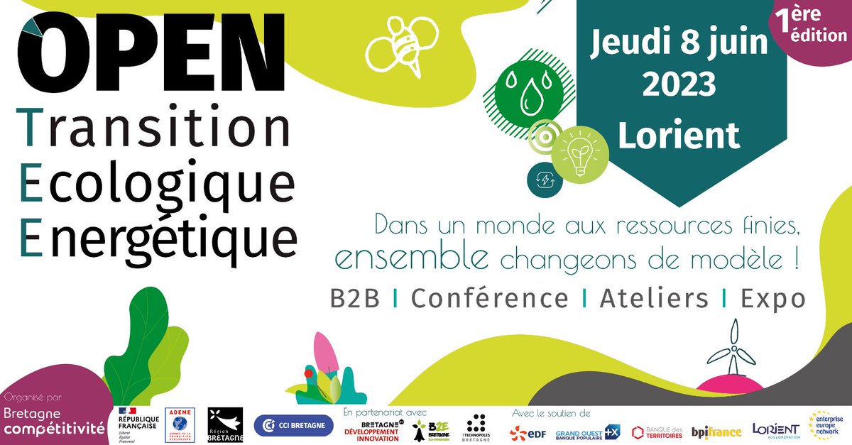 CCI du Morbihan (@cci_du_morbihan) on Twitter photo #Evénement 🍃 Le 8 juin prochain, la <a href="/CCIRBretagne/">CCI Bretagne</a> sera partenaire de la 1ère édition de l’Open de la Transition Écologique et Énergétique, à @Lorient_Congres
📅 Inscrivez-vous dès à présent ! open-de-la-transition-ecologique.bzh
#RSE #ÉconomieCirculaire #Energie #Evénement 🍃 Le 8 juin prochain, la <a href="/CCIRBretagne/">CCI Bretagne</a> sera partenaire de la 1ère édition de l’Open de la Transition Écologique et Énergétique, à @Lorient_Congres
📅 Inscrivez-vous dès à présent ! open-de-la-transition-ecologique.bzh
#RSE #ÉconomieCirculaire #Energie