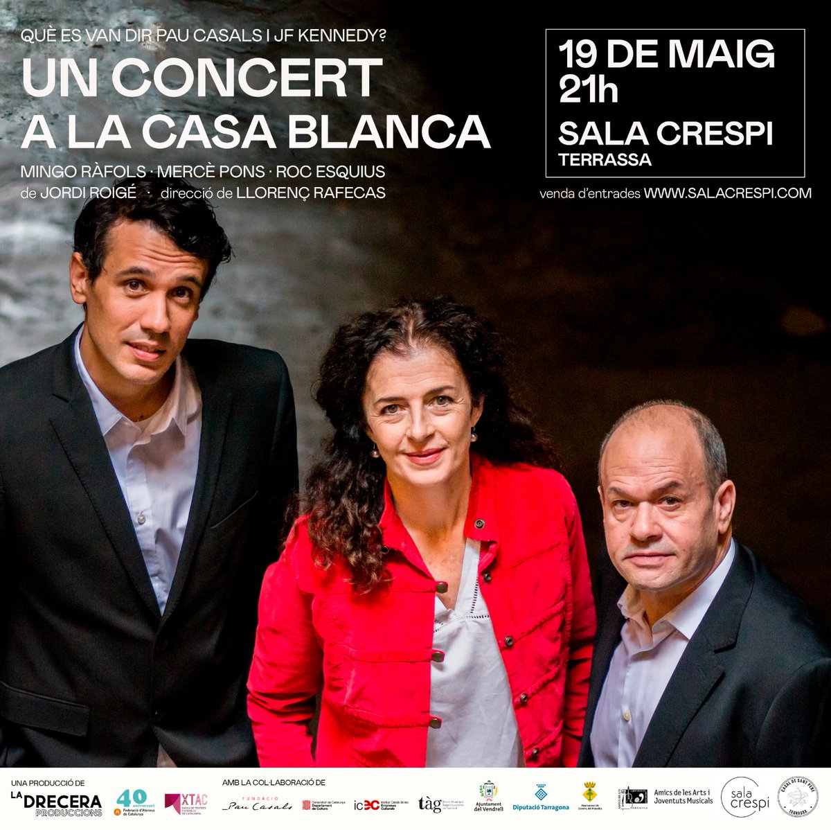 Dins de l'any 50 de la mort de Pau Casals, Companyia la Drecera i la Federació d'Ateneus de Catalunya, ha fet la producció "Un concert a la Casa Blanca", que es va estrenar al Vendrell i ara està de gira.

📍Divendres dia 19 a les 21h a la Sala <a href="/SalaCrespi/">SalaCrespi</a> de #Terrassa
