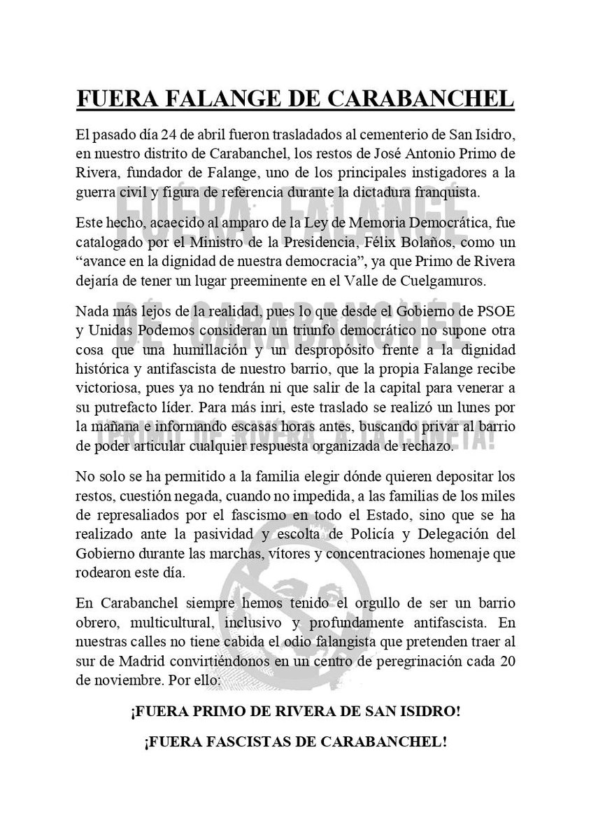 Coordinadora Antifascista Madrid tweet media