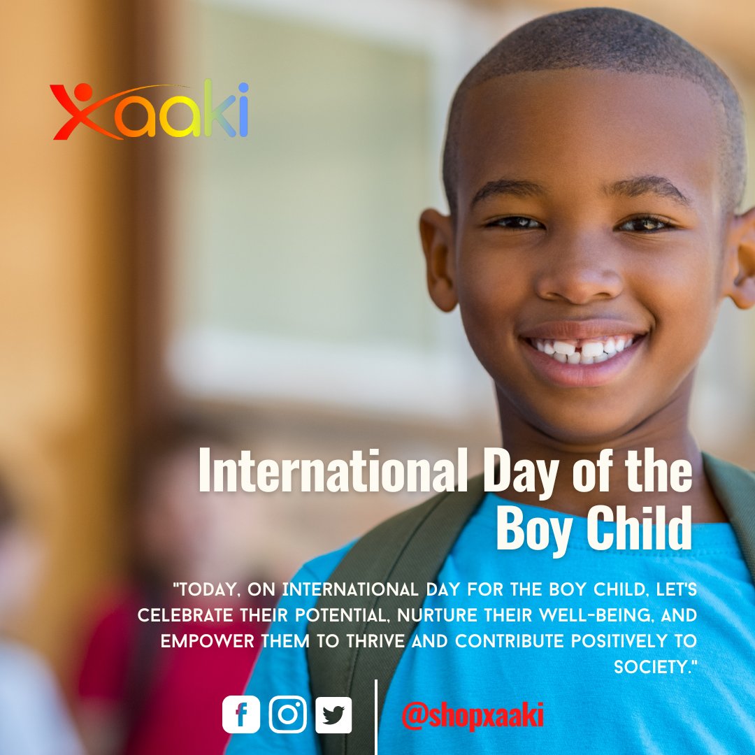 shopxaaki's tweet photo. 💥🎉 Celebrating International Day of the Boy Child!

Unleash your strenght, embrace your dreams and break stereotypes! 💪🏿💙🤴

#InternationalDayOfTheBoyChild
#BoysMatter
#XaakiOnlineMarket https://t.co/W7zflEXDw8