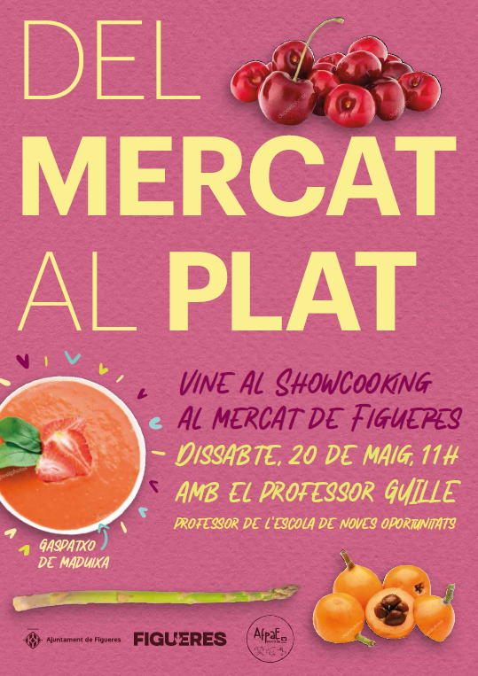 visitfigueres's tweet photo. 📢 Del Mercat al Plat 😋

👉Vine a les 11:00 h del dissabte 20 de maig al mercat de #figueres 

⭐️ Hi trobaràs el #Showcooking 🫕 amb el professor Guille de @EscolaAFPAE 
🍲Prepararan Gaspatxo de Maduixa🍲 https://t.co/sPsMOk62xS
