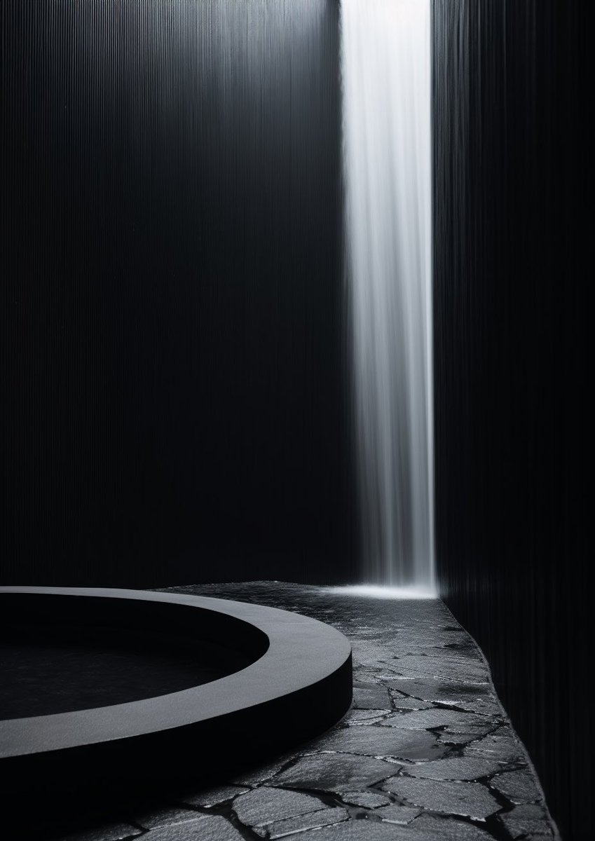 "There is a waterfall in every dream. Cool and crystal clear, it falls gently on the sleeper, cleansing the mind and soothing the soul." - Virginia Alison

🖤 Follow for my daily art &amp; inspiration.

#waterfall #minimalism #minimalist #midjouney #midjourney5 #ai #AIArtwork #aiart