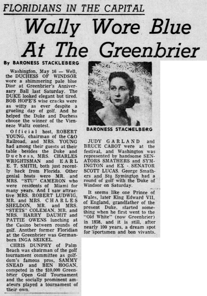 TheJudyRoom's tweet photo. May 16, 1953: Baroness Stackleberg's column noted Judy & Sid Luft's attendance at the Greenbrier Resort anniversary ball on May 9. Snapshot: Judy, Robert R. Young & Charles Cushing at the first hole of the Old White Course.
#judygarland #greenbrier #sulphersprings #thejudyroom https://t.co/FS1MTKfi89