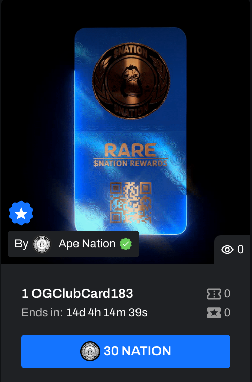 thewolfcnft's tweet photo. $NATION #TOKEN #GIVEAWAY
@Ape_NationNFT OG Club Card RARE
300 $NATON Tokens / Buy 10 Raffle Tickets!
https://t.co/2rB0BUvxSv
72 Hrs
1β£. Follow @Ape_NationNFT & @thewolfcnft
2β£.β€οΈ, RT & Tag @Ape_NationNFT + 3π§βπ€βπ§
#OGCC #RARE #RAFFLE #WEAREAPENATION https://t.co/CNW3qjetWZ