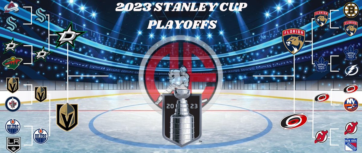 Offsides_Hockey's tweet photo. Here is the Western and Eastern Conference Finals board for the 2023 @StanleyCup playoffs! Are you excited? Or are you disappointed with the results? Who do you think will pass in the @StanleyCup finals? #StanleyCupPlayoffs #NHLPlayoffs #NHL https://t.co/GkMsw1doBG