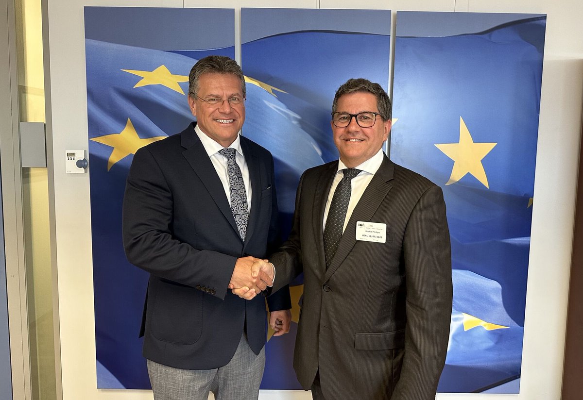 Today our CEO Europe <a href="/MartyPhillipsQ/">Martin Phillips</a> had an excellent discussion with <a href="/EU_Commission/">European Commission</a> Vice President <a href="/MarosSefcovic/">Maroš Šefčovič🇪🇺</a> at the <a href="/EITeu/">European Institute of Innovation & Technology</a> #RMSummit2023 on how Europe can support vertically-integrated battery materials producers like Talga.