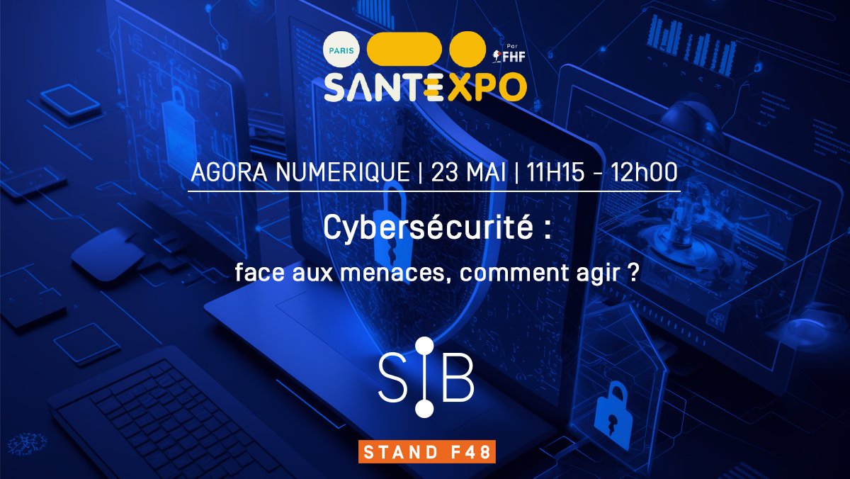 SIB (@sibsante) on Twitter photo 🗓 #Evénement | J-7 avant notre #agora Numérique "#Cybersécurité : face aux menaces, comment agir?" qui se tiendra à #SANTEXPO !
🎙️Cette agora réunira <a href="/nicolasjolivet/">Nicolas Jolivet</a> du SIB, G.Bogacz du <a href="/Mipih_Fr/">Mipih</a> et <a href="/StephaniLedoux/">Stephanie Ledoux</a> d'<a href="/Alcyconie/">Alcyconie</a>
📆Mardi 23 mai
⏱️11h15
<a href="/parisSANTEXPO/">SantExpo</a> 🗓 #Evénement | J-7 avant notre #agora Numérique "#Cybersécurité : face aux menaces, comment agir?" qui se tiendra à #SANTEXPO !
🎙️Cette agora réunira <a href="/nicolasjolivet/">Nicolas Jolivet</a> du SIB, G.Bogacz du <a href="/Mipih_Fr/">Mipih</a> et <a href="/StephaniLedoux/">Stephanie Ledoux</a> d'<a href="/Alcyconie/">Alcyconie</a>
📆Mardi 23 mai
⏱️11h15
<a href="/parisSANTEXPO/">SantExpo</a>