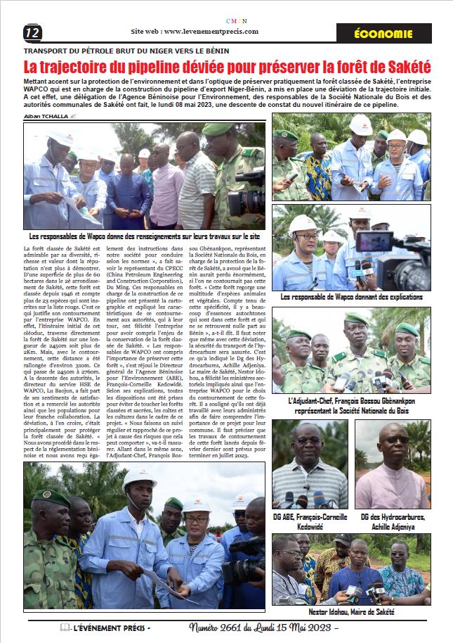 L'Evènement Précis
TRANSPORT DU PÉTROLE BRUT DU NIGER VERS LE BÉNIN: La trajectoire du pipeline déviée pour préserver la forêt de Sakété.
levenementprecis.com/2023/05/14/tra…
