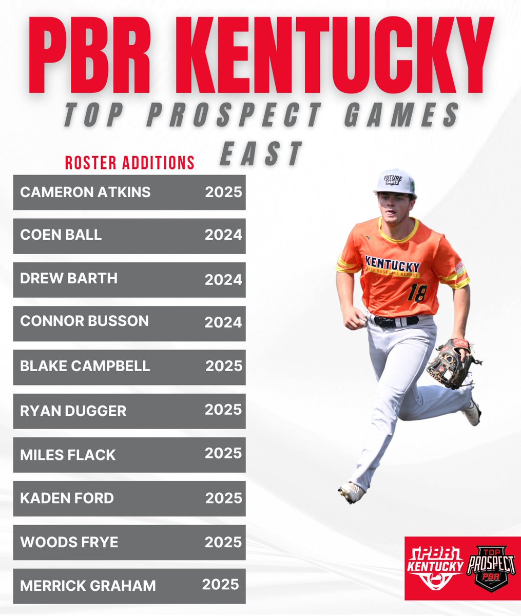 🚨TOP PROSPECT GAMES EAST🚨

We welcome the following players to the event hosted at <a href="/EKUBaseball/">EKU Baseball</a> on June 20! 

Event is now at 60% capacity &amp; LOADED with talent!

Request Invite &gt;&gt; bit.ly/3GmMQIh
<a href="/cfulii/">Chris Fuller</a> <a href="/JamieTessoff/">JT18</a> @cmart_37 <a href="/BlakePerry_34/">Blake Perry</a> <a href="/JBaioni/">Jeremy Baioni</a> <a href="/jjohnson4860/">JJohnson</a>