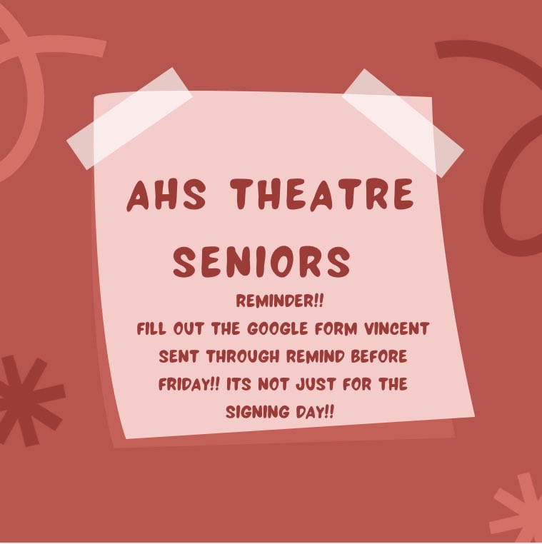 SENIORS! It’s the last stretch!! We are interested in what your plans are after highschool!! We need you all to fill out the google form Vincent sent over remind before banquet this friday!!