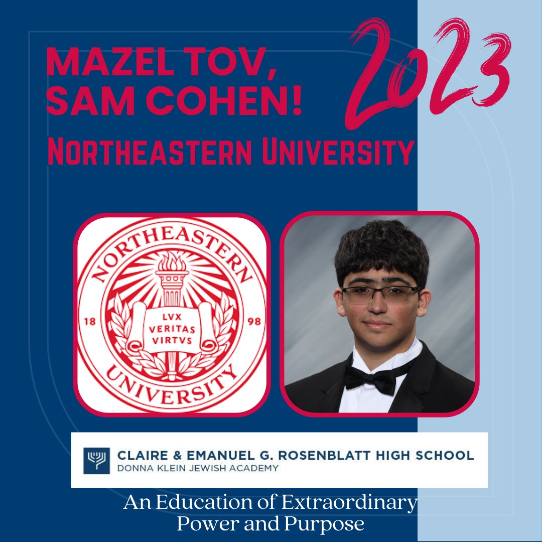 DKJABoca's tweet photo. #DKJA Senior Sam Cohen is heading to Northeastern University this Fall. Congratulations on your acceptance. We couldn't be more proud of you! Keep an eye on DKJA's social media accounts to find out where our seniors will be studying next year. https://t.co/WJLvmfUFQX