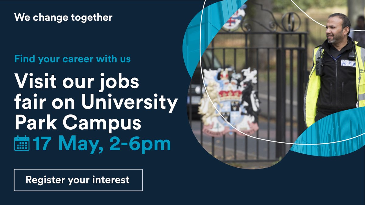 Find your career with us - visit our jobs fair TOMORROW 17 May 2-6pm.

Meet people from our different departments, find out about the variety of roles and soak in the surroundings of our beautiful Uni Park campus.

More info at ow.ly/TWq050ObqsF #WeAreUoN