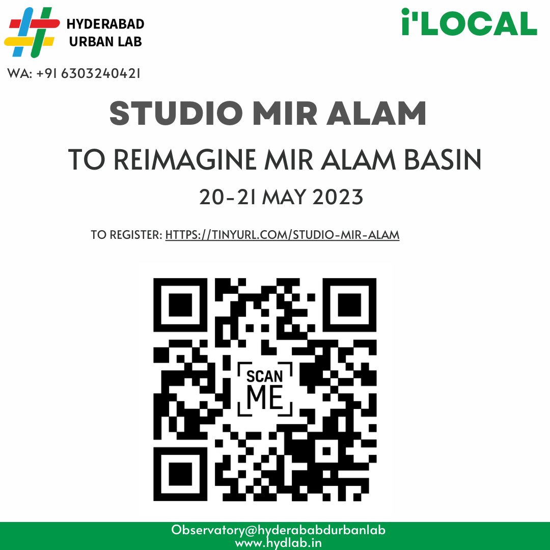 hulfoundation's tweet photo. As part of warming up for i'Local, we're inviting you to participate in our two day Studio Mir Alam! Let's understand its geography, identify problems and brainstorm solutions! Register here: https://t.co/vxyPXf4iSj @KTRBRS @arvindkumar_ias @asadowaisi
#ilocal #hydlab #ktr https://t.co/jXfES9i8RZ