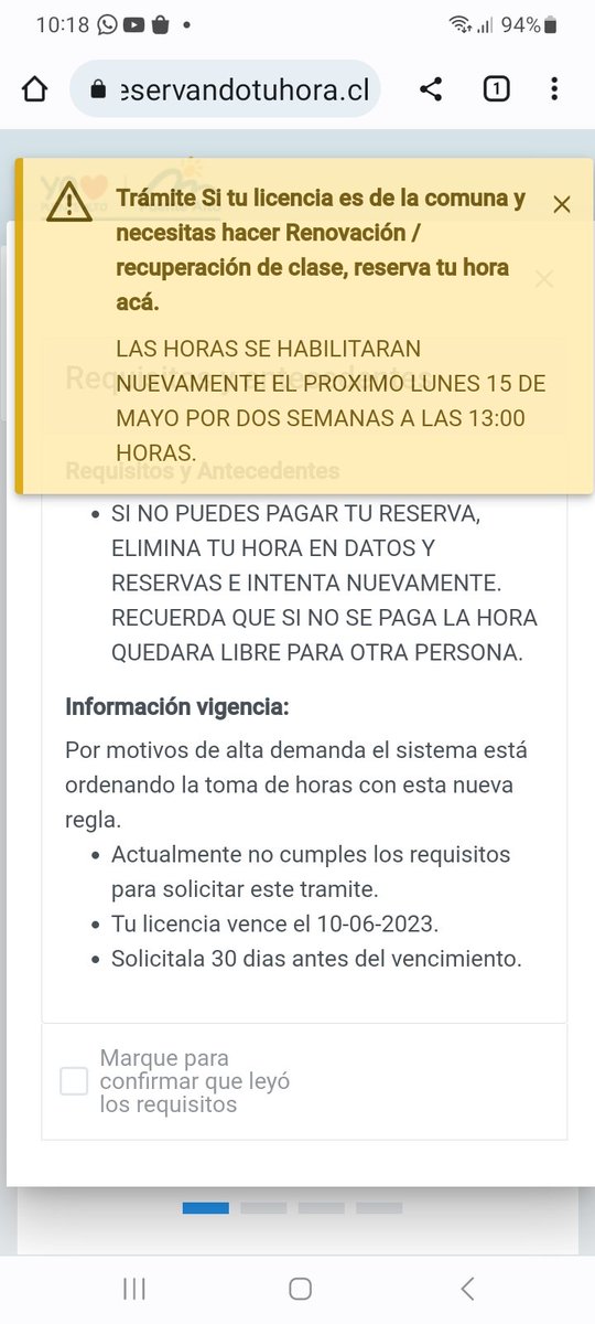 romazaca's tweet photo. @germancodina solicito su ayuda. Mi licencia de conducir vence 10 de junio. Desde mayo he tratado de sacar hora pero ha sido imposible, ya que desde el 15 mayo, se podia. Ayer entré a sacar hora a las 13 horas y ya no habían. Existe otra forma de conseguir hora? @mpuentealto https://t.co/rGjXnmI0RZ