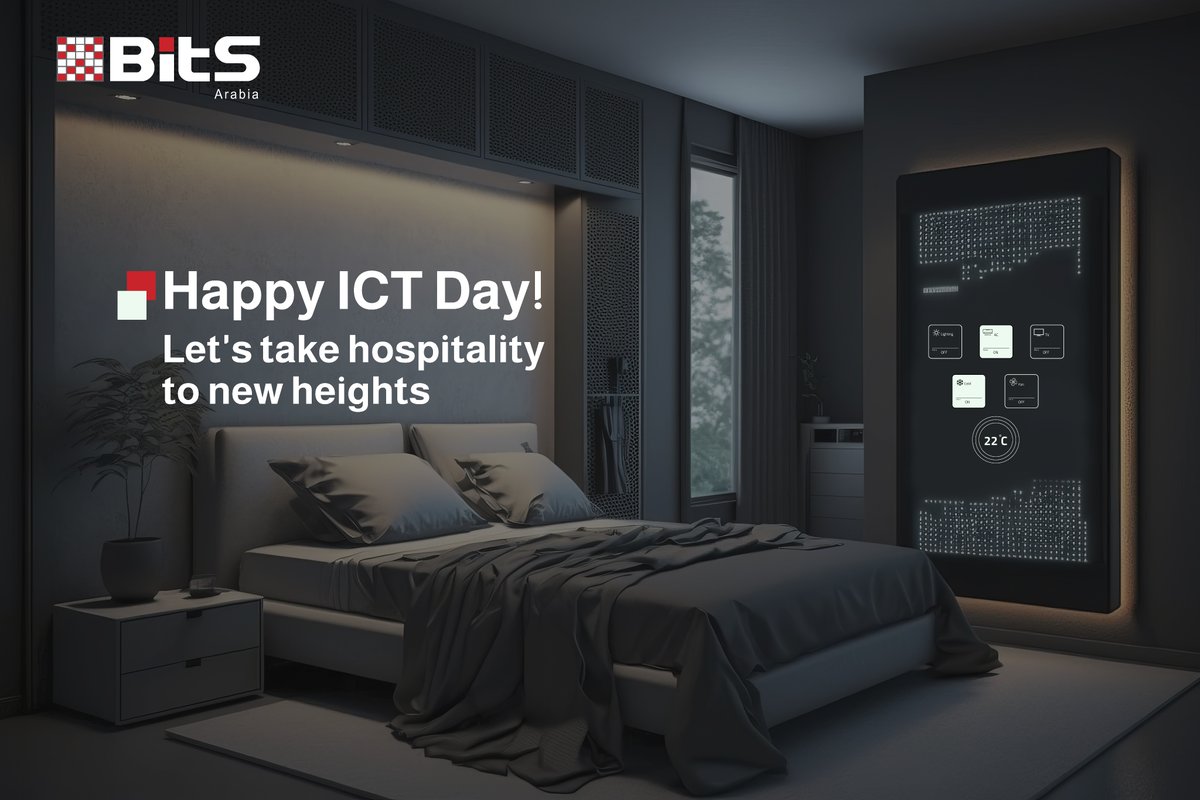 bitsarabia's tweet photo. Happy #ICTDay from BITS Arabia! Our tech solutions can transform your guest experience from check-in to check-out. Experience the future of hospitality with us and give your guests an unforgettable stay! #hospitalitytech #guestexperience https://t.co/I63FKCU4CZ