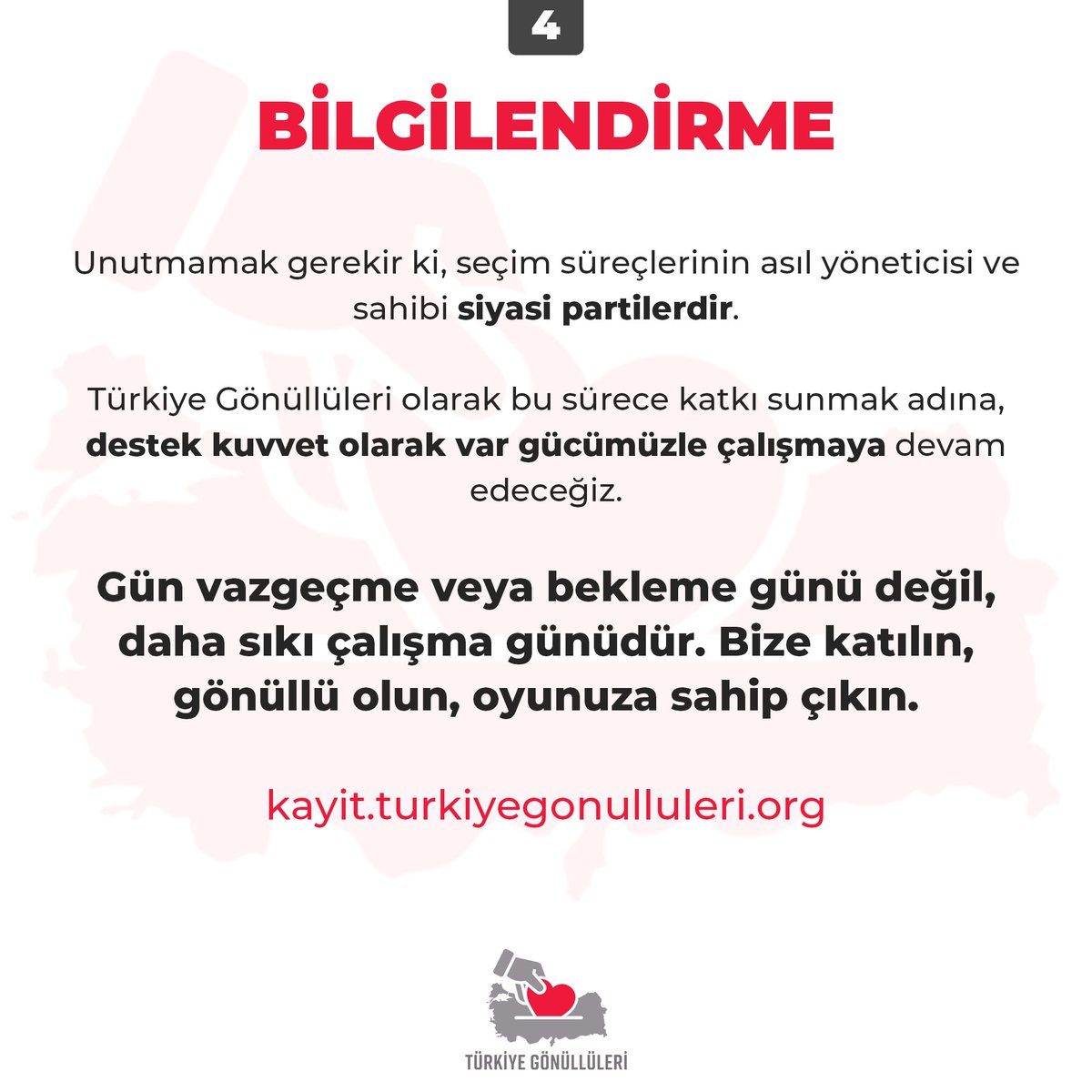 Gün vazgeçme veya bekleme günü değil, daha sıkı çalışma günüdür. Bize katılın, gönüllü olun, oyunuza sahip çıkın!

🫶 kayit.turkiyegonulluleri.org